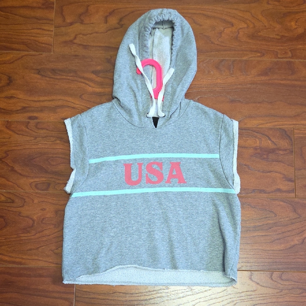Free Press Gray USA Hoodie Vest